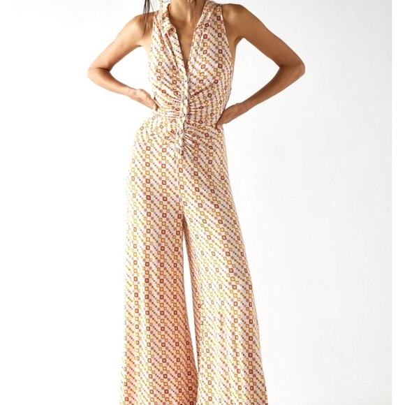 FREE PEOPLE Shayla Wide Leg Geometric Jumpsuit - Picture 5 of 15